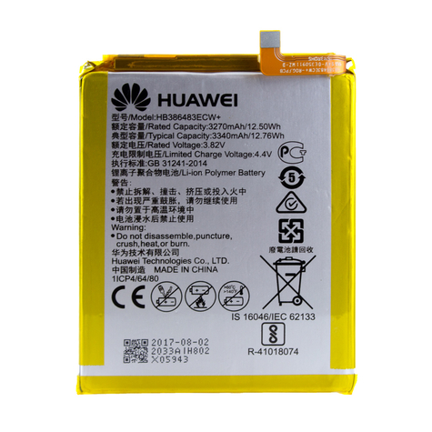 Huawei Hb386483ecw Lithium-Ion Batterij Honor 6x, G9 Plus, Nova Plus 3340mah