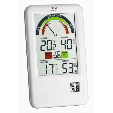 Tfa 30.3045 Witte Binnenhygrometer Binnenthermometer Buitenhygrometer Buitenthermometer Hygrometer, Thermometer Hygrometer, Thermometer Plastic 1 99%
