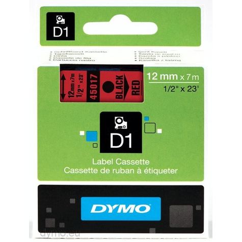 Dymo Standard D1 Tapes Zwart Op Rood Polyester -18 90 °C Dymo Labelmanager Labelwriter 450 Duo Box