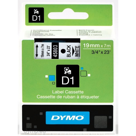 Dymo D1 Glanzende Tape Zwart Op Wit