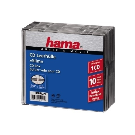 Hama Cd Slim Jewel Case Pack 10 1 Discs Transparant