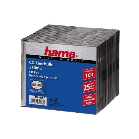 Hama Cd Slim Box Zwart Pak Van 25 Stuks 1 Schijven Zwart Plastic