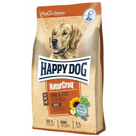 Happy Dog,Hd Naturcroq Rind+Reis     4kg