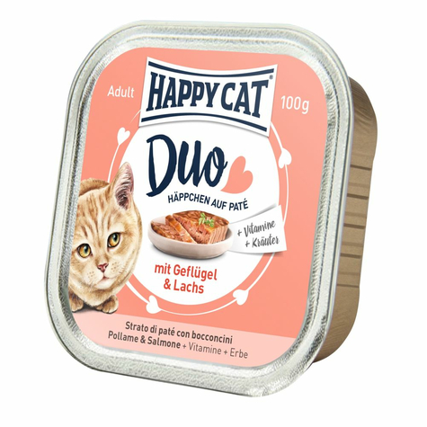 Happy Cat,Hc Duo Pate Gefl+Lachs   100gs