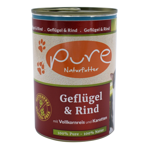 Pure Naturfutter,Pure Cat Gefl+Rind Glufr 400gd