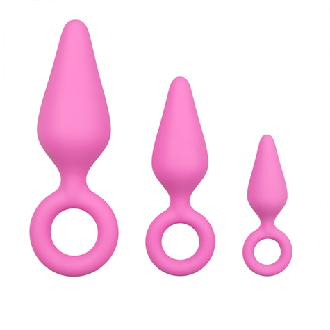 Roze Buttplugs Met Trekring Setje