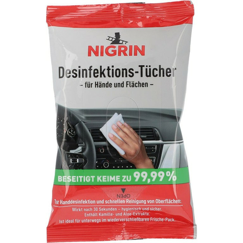 Desinfektions Tücher  Nigrin            Für Hände Und Flächen 12 Stück          
