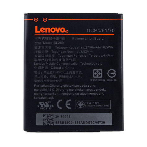 Lenovo Li-Polymeer Batterij Bl-259 Lenovo Lemon K3, K5 Plus, K32, C30 2750mah