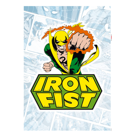Muur Tattoo - Iron Fist Comic - Afmeting 50 X 70 Cm