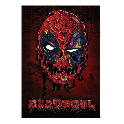 Muur Tattoo - Deadpool Meltpool - Afmeting 50 X 70 Cm