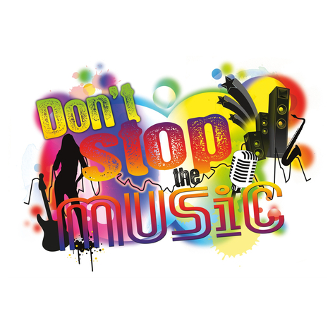 Muurtattoo - Don't Stop The Music - Afmeting 100 X 70 Cm