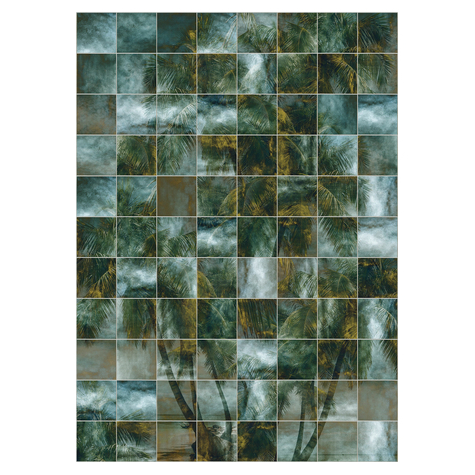 Fleece Fotobehang - Palm Puzzle - Afmeting 200 X 280 Cm