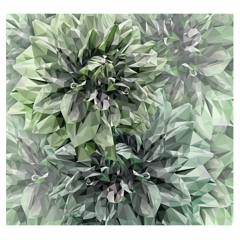 Fleece Fotobehang - Emerald Flowers - Afmeting 300 X 280 Cm