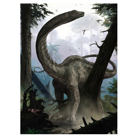 Fleece Fotobehang - Rebbachisaurus - Afmeting 184 X 248 Cm
