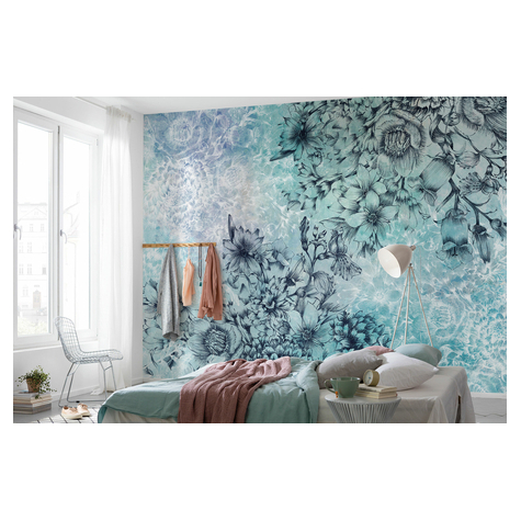 Non-Woven Wallpaper - Windflowers - Size 368 X 248 Cm