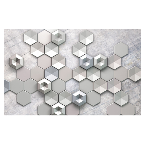 Fleece Fotobehang - Hexagon Concrete - Afmeting 400 X 250 Cm