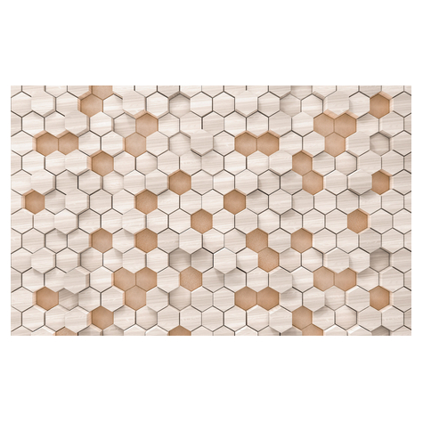 Non-Woven Wallpaper - Woodcomb Nude - Size 400 X 250 Cm