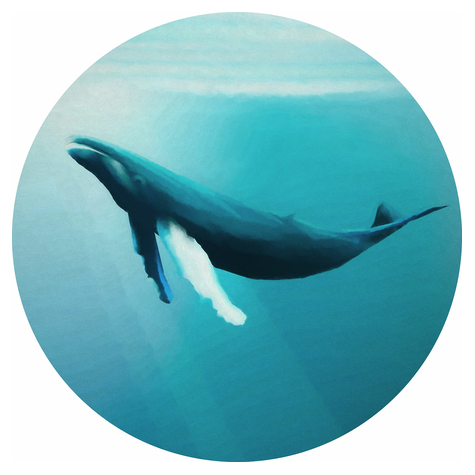 Zelfklevend Fleece Fotobehang/Wandtattoo - Whale Watching - Afmeting 125 X 125 Cm