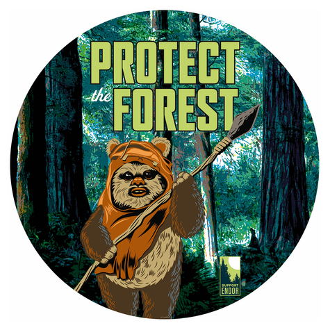 Zelfklevend Fleece Fotobehang/Wandtattoo - Star Wars Protect The Forest - Afmeting 125 X 125 Cm