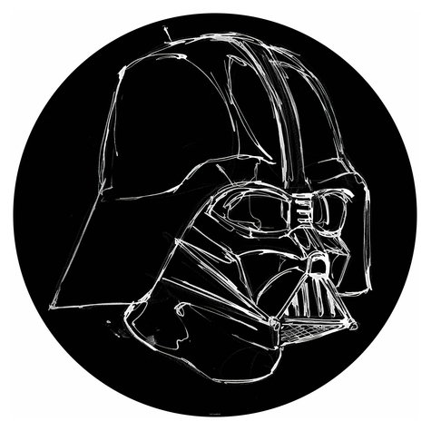 Zelfklevend Fleece Fotobehang/Wandtattoo - Star Wars Ink Vader - Afmeting 125 X 125 Cm