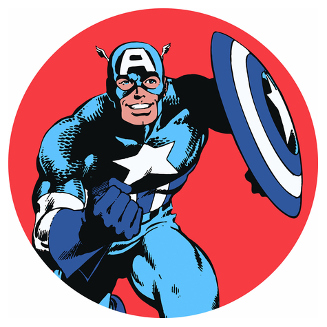 Self-Adhesive Non-Woven Wallpaper / Wall Tattoo - Marvel Powerup Captain America - Size 125 X 125 Cm