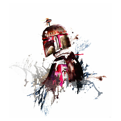 Fleece Fotobehang - Star Wars Watercolor Boba Fett - Afmeting 250 X 280 Cm