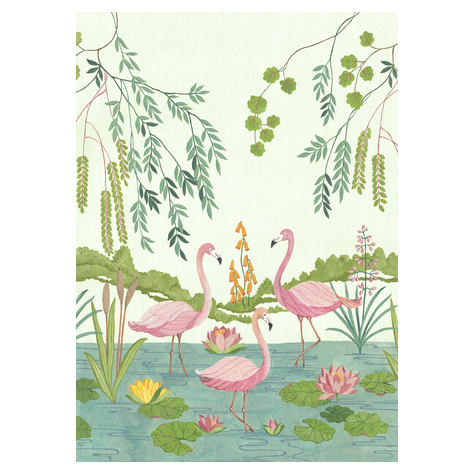 Fleece Fotobehang - Flamingo Vibes - Afmeting 200 X 280 Cm