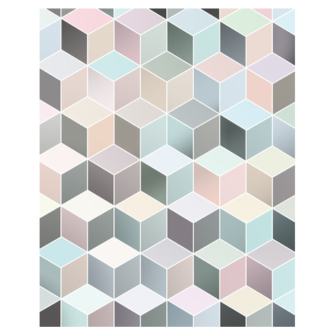 Fleece Fotobehang - Cubes Pastel - Formaat 200 X 250 Cm
