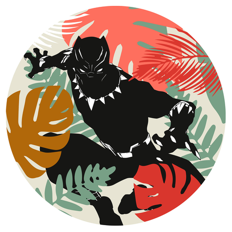 Self-Adhesive Non-Woven Wallpaper / Wall Tattoo - Winter Tropics Black Panther - Size 125 X 125 Cm