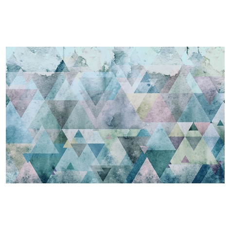 Fleece Fotobehang - Triangels Blauw - Afmeting 400 X 250 Cm