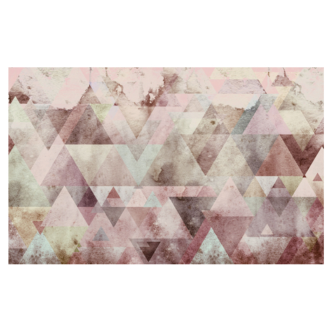 Fleece Fotobehang - Triangels Rood - Afmeting 400 X 250 Cm