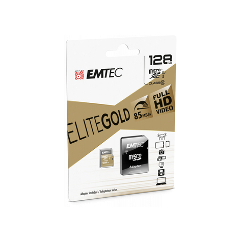 Microsdxc 256gb Emtec +Adapter Cl10 Elitegold Uhs-I 85mb/S Blisterverpakking