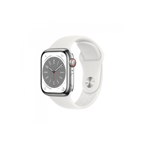 Apple Watch Series 8 Gps+Cellular 41mm Zilver Staal Wit Sport Mnj53fd/A