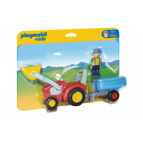 Playmobil 1.2.3 - Tractor Met Aanhangwagen (6964)