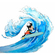 Fleece Fotobehang - Mickey Surfing - Afmeting 300 X 280 Cm
